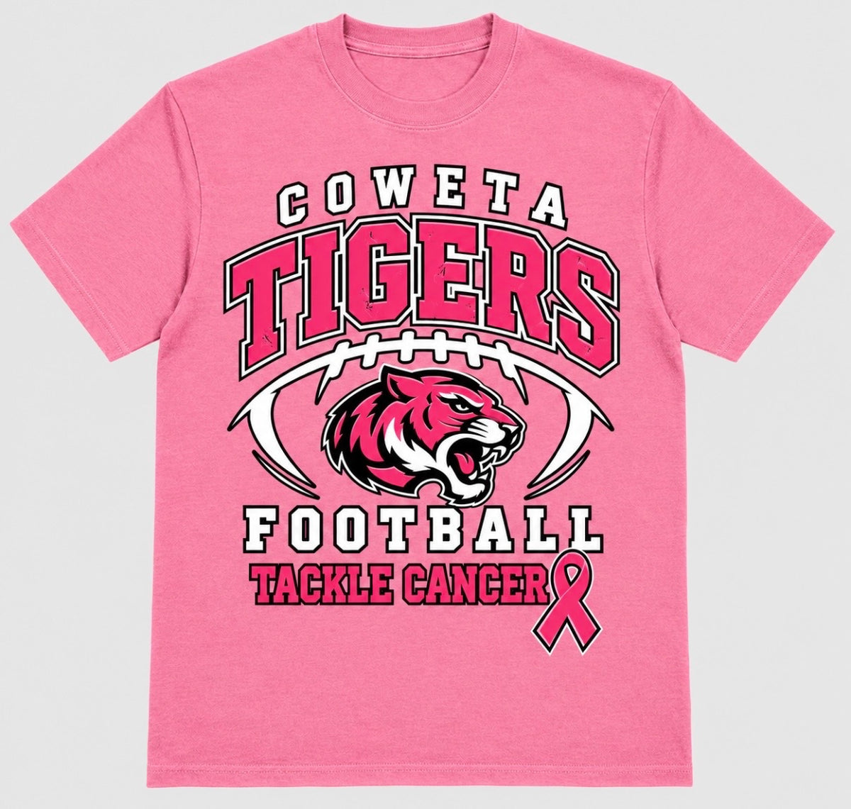 Coweta White Football - 5th 2026 - Tackle Cancer Pink T-Shirt